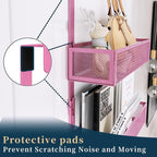Consumest Over The Door Hooks Organizer - Extra Long Door Hanger with 9 Coat Hooks & 2 Mesh Basket, Back Storage Organizer Ha