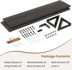 Axeman 48 Inch Floating Shelves | 8 Inch Deep Black Wall Shelves Set of 2 | 47.3" W x 8" D Rustic Black Wood Shelves for Bath