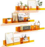 upsimples Acrylic Shelves for Wall Decor, 15" Display Shelf Perfume Organizer for Bathroom, Bedroom, Living Room, Floating Bo