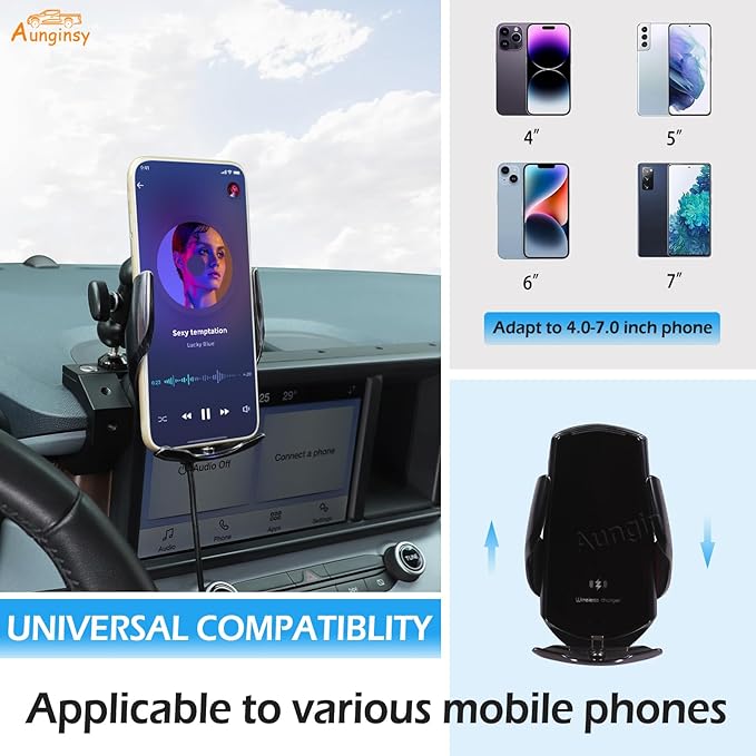 Aunginsy Dashboard Phone Mount Compatible with Ford Maverick 2022-2024, 8-inch Navigation Screen Upper Panel Fixed Clip 360° Rotation Mobile Phone Bracket for Most Cell Smartphone Holder Accessories
