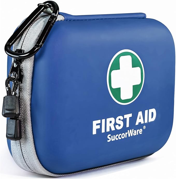 150 Pieces Mini First Aid Kit - Small Medical Kit with Hard Shell - Emergency First Aid Kit for Car, Travel, Home, Outdoor, O