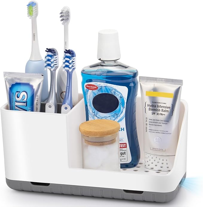 PARKMANI Toothbrush Holders for Bathrooms, Kids Electric Toothbrush and Toothpaste Holder with Drainage, Tooth Brush Holder f