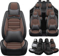 Seat Covers Custom Fit for GMC Yukon XL 2000-2026, 7 Seat, Compatible Airbag Non-Slip Waterproof Leather Seat Cover, Luxury Interior Car Seat Covers Full Set with Pillow, Black Coffee