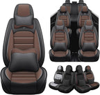 Seat Covers Custom Fit for GMC Yukon XL 2000-2026, 7 Seat, Compatible Airbag Non-Slip Waterproof Leather Seat Cover, Luxury Interior Car Seat Covers Full Set with Pillow, Black Coffee