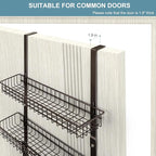 OYEAL Over The Door Hook Rack with 5 Hooks 2 Baskets Steel, Sturdy Durable Coat Rack Towel Hooks Hanging Organizer Shelves fo