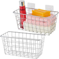 JUNCHU CHERRY 2 Pack Hanging Storage Basket, Bathroom Basket, Household Goods, with Traceless Tape, no Drilling, for Cabinet 