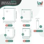 WTREE 20 Pack Vacuum Storage Bags, Space Saver Bags, Vacuum Sealed Bags for Comforters, Blankets, Clothes Storage, Hand Pump 