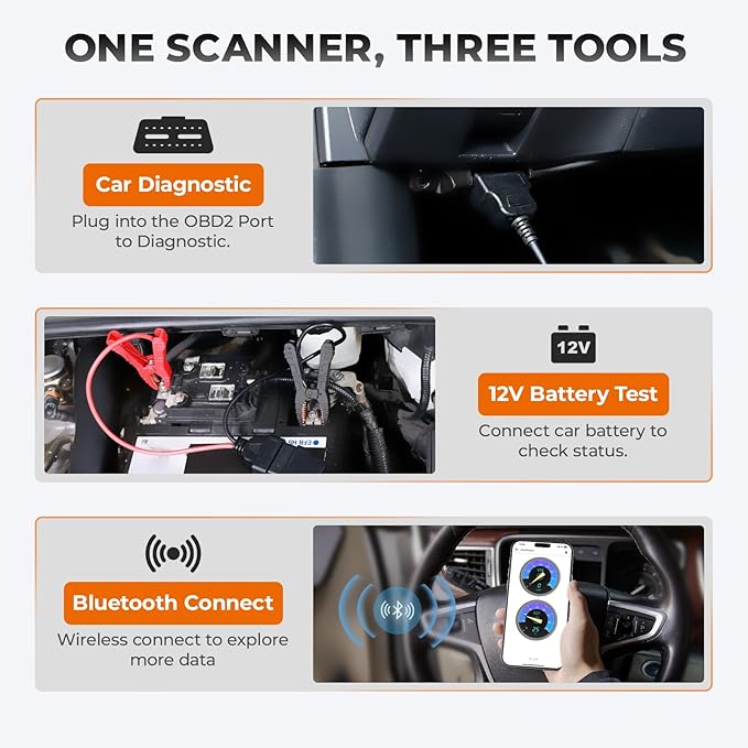 AUTOPHIX DM5900 OBD2 Scanner Diagnostic Tool for Engine, ABS, SRS, and Transmission, 12V Battery Health Test with Direct