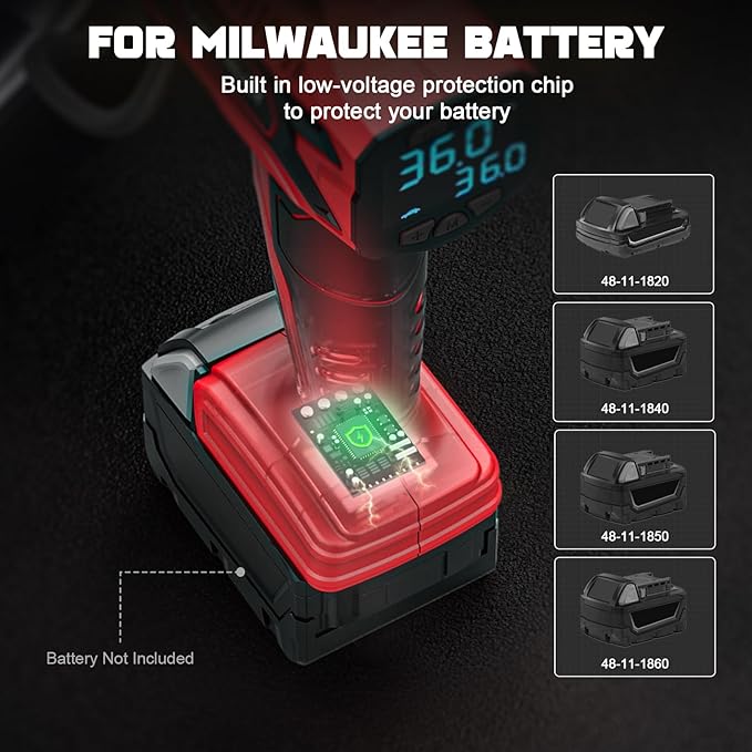 Tire Inflator Air Compressor Compatible with Milwaukee 18V Battery, LIVOWALNY 160PSI Cordless Portable Electric Air Pump with Digital Pressure Gauge for Car Motorcycles Bike Ball Auto (No Battery)