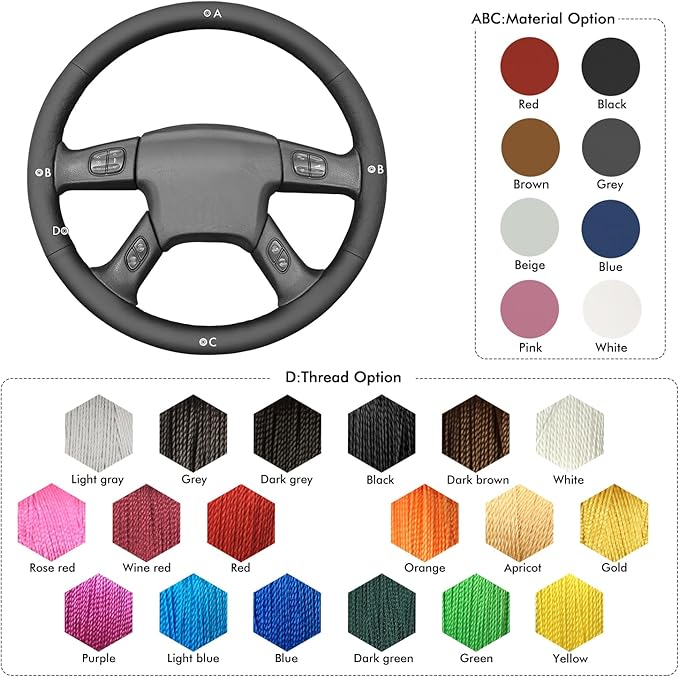 MEWANT Steering Wheel Cover for Chevy Silverado 1500/2500 / 3500 2003-2006 / Silverado 1500 2500HD 3500 Classic/Trailblazer Hand-Stitched Microfiber Leather Steering Wheel Wrap