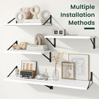 Floating Shelves, 12 Inch Deep Rustic Wood Wall Storage, 16W x 12D Wall Shelves Set of 2, Heavy Duty Metal Brackets, Large In
