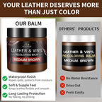 Leather Recoloring Balm and Scratch Repair Kit, Medium Brown Leather Restorer for Couches, Furniture, Car Seats, Leather Pain