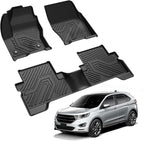 LASFIT Floor Mats for Ford Escape 2019-2013 (Only fit with Adjustable Cargo Floor in Lower Position),Custom Fit All Weather Protector TPE Easy Clean Floor Liners, 1st & 2nd Row, 3PCS Black