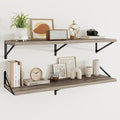 Floating Shelves, 12 Inch Deep Rustic Wood Wall Storage, 48W x 12D Wall Shelves Set of 2, Heavy Duty Metal Brackets, Large In
