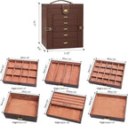 AKOZLIN Extra Large 6-Tier Jewelry Box Organizer with Mirror, 5 Drawers Leather Jewelry Storage Case for Women Girls Ring Nec