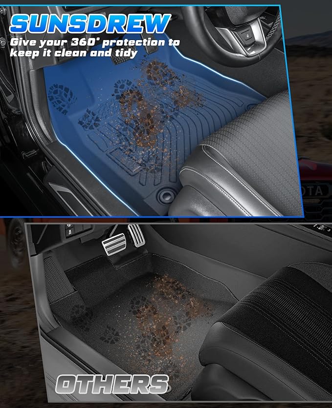 Sunsdrew Floor Mats for 2022-2026 Honda Civic Accessories (Include Sport, Not for Hybrid), for Acura Integra 2023-2025, All Weather Car Mats Front Rear 2 Rows TPE Rubber Raised Edge