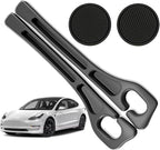 Car Seat Gap Filler Organizer Compatible with Tesla Model y Accessories Seat Gap Plug Blocker with Storage Slot Non-Slip Car Cup Holder Coaster Black