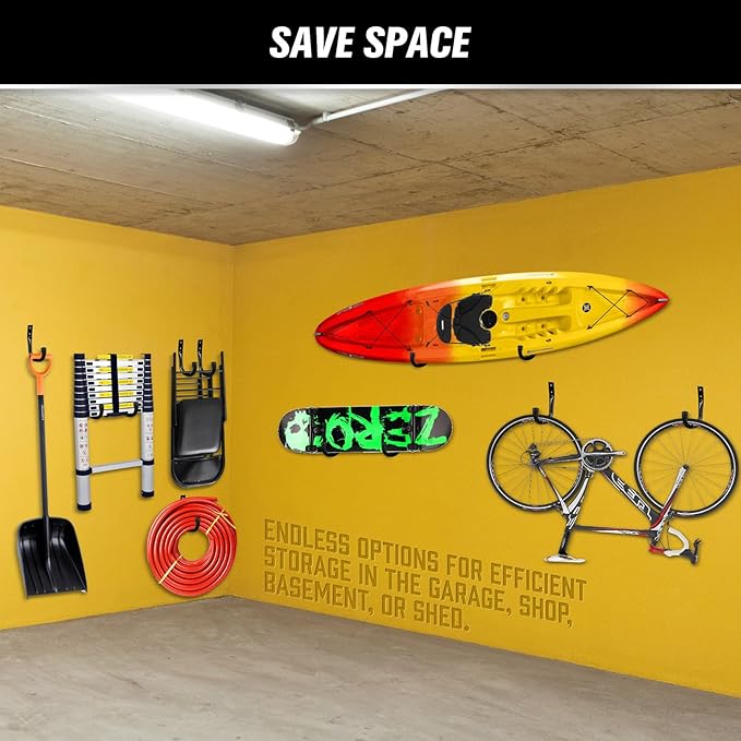 Heavy Duty Garage Storage Hooks, 12-piece Bike Hooks for Garage Wall, Utility Garage Hooks, Wall Mount J Hook for Hanging, La