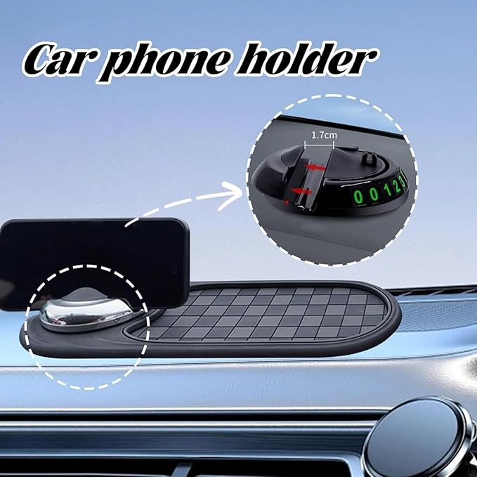 Multifunction Car Anti-Slip Mat, 360° Rotating Universal Phone Pad Holder, Car Anti Slip Mat Dashboard Mobile Phone Holder, w