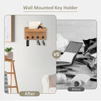 Nekon Key Holder Wall Mount, 8.5 Inch Small Home Decor Wooden Wall Organizer with 4 Hooks and Shelf, Key and Mail Holder for 