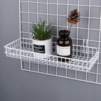 Kaforise Hanging Basket for Wire Wall Grid Panel, Multi-function Wall Storage and Display Basket, Large Size, White