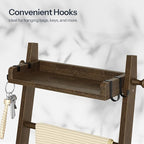 HOOBRO Blanket Ladder, 5 Tier Bamboo Ladder Shelf, Blanket Ladders for Living Room and Bedroom, Farmhouse Blanket Holder Rack