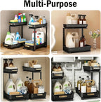 ARSTPEOE Under Sink Organizer - 2 Packs Multi-Purpose Pull-Out Storage Organizers, Slide out Pull out Metal Cabinet Organizer