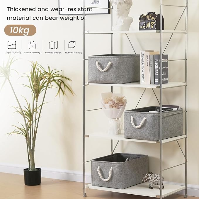 Large Storage Baskets- 15.7x11.8x8.26 inch Storage Bins for Shelves and Closet Organizing, Foldable Fabric Bin for Home Organ
