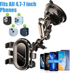Car Phone Mount Video Recording, Universal 360° Rotating Arm Suction Cup Car Phone Holder Vlog Selfie Live Streaming Heavy Duty Car Phone Mount for Dashboard, Windshield, Sunroof (Black)