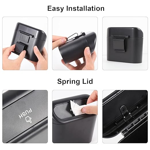 2 Packs Mini Car Trash Can Bin with Lid and 150pcs Trash Bags,Car Trash Can Bin,Car Garbage Trash Can Storage for Front Back Seat Accessories (2)… (1)