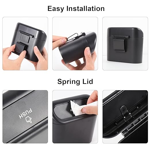 2 Packs Mini Car Trash Can Bin with Lid and 150pcs Trash Bags,Car Trash Can Bin,Car Garbage Trash Can Storage for Front Back Seat Accessories (2)…