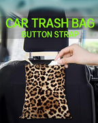 Car Trash Can, Durable Hanging Car Trash Garbage Bag, Cute Automotive Garbage Cans Organizer, Cute Leopard Skin