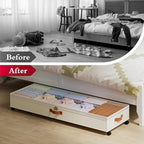 Yecaye Under Bed Storage with Wheels, 2 Pack Under Bed Storage Containers with Adjustable Dividers & Clear Window, 85L Rollin