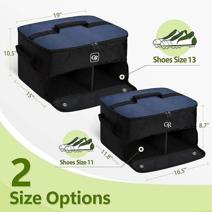 Odor-Absorbing 2-Layer Large Golf Trunk Organizer with Activated Carbon Fabric - Water-Resistant Golf Shoe Bag for Shoes Balls Tees Clothes