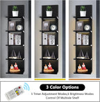 5 Tier Wall Shelf Unit, Black Shelves,Lack Shelf, Wall Shelves for Bedroom，Office,Bathroom, Vanity Shelves with LED Remote Co