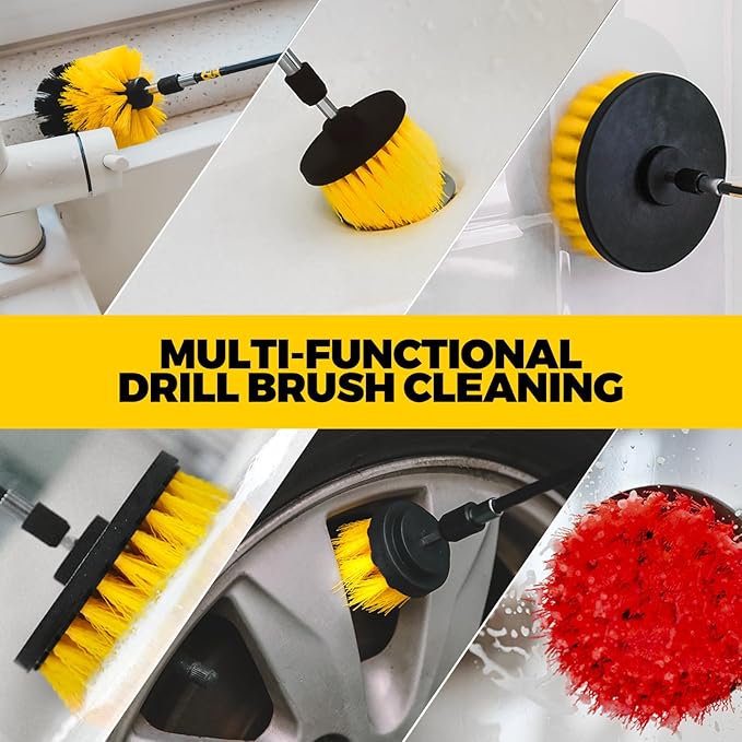 Holikme 22Pack Drill Brush Attachments Set, Scrub Pads & Sponge, Buffing Pads, Power Scrubber Brush, Car Polishing Pad Kit,Wa