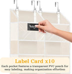 Over the Door Organizer, 5-Tier Extra Large Storage with 10 Pockets and PVC Label Pouches, 80 lbs Capacity Hanging Closet Org