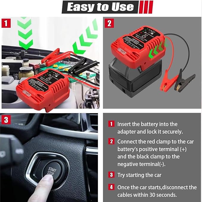 TPDL Heavy Duty Battery Jumper Cable Clamps for Milwaukke for M.18 18V Battery, Convert to Jumper Starter Automotive Booster with 11AWG Cables,Parrot Clips, Power for Quick Charging Connector