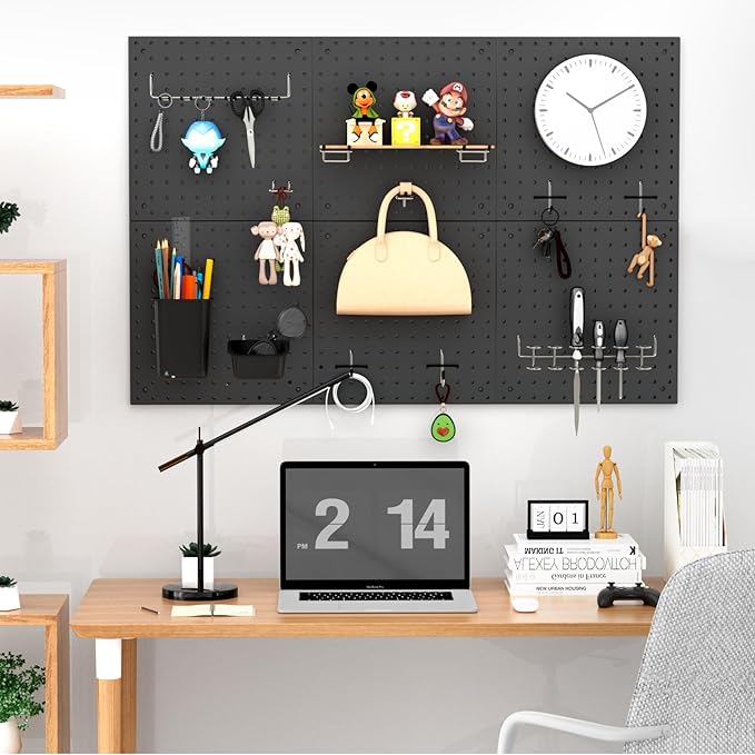 Peg Board Kit, Includes Pegboard and Accessories,with Hooks and Bins,Peg Board Wall Organizer for Office,Ornaments Display,Cr