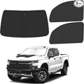 Front Windshield ＆ Side Window Sun Shade for 2019-2025 Chevy Silverado 1500, Double Cab Crew Cab 4Door, Foldable Window Sunshade Sun Visor Protector, Window Shades Blocks UV Rays, Pack of 3