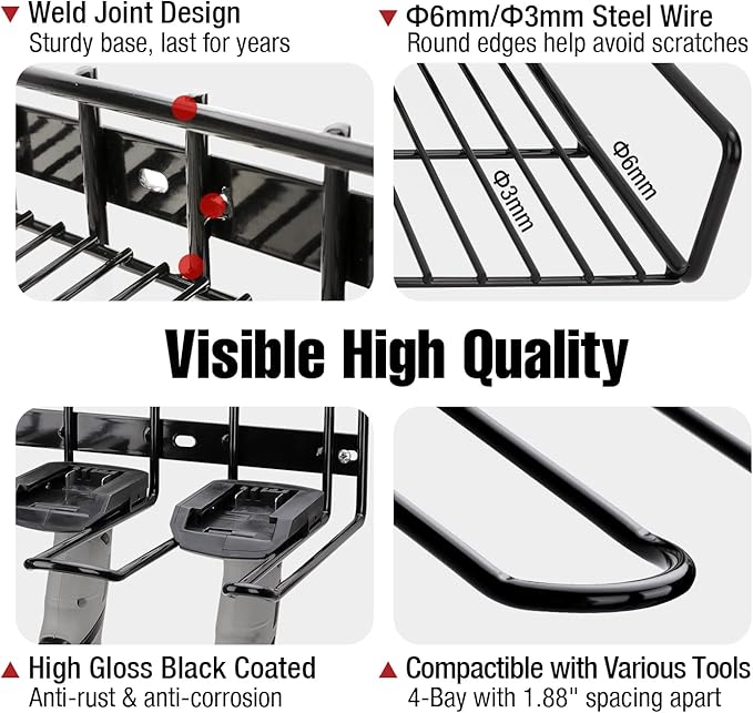 UNITEDPOWER Wall Mounted Power Tool Organizer Holder, Heavy Duty Utility Storage Rack for Battery Powered Hand Tools, Cordles