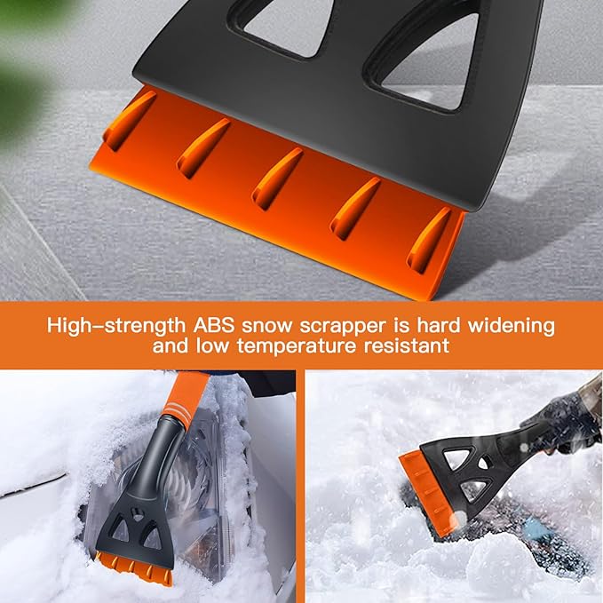 Kairiyard 31" Snow Brush and Ice Scrapers for Car Windshield, Detachable Extendable 360° Pivoting Snow Scrapers and Brush with Ergonomic Foam Grip for Car,Truck,SUV(Orange)