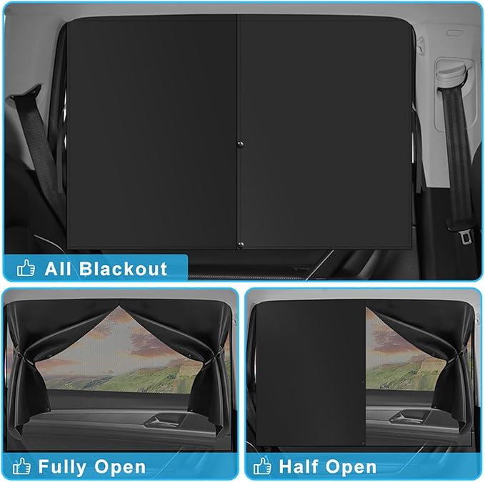 Ovege 2-Pack Magnetic Car Window Shades - Double Layer UV Protection for Side Windows | Privacy Sunshade Covers for Babies, Pets & Kids | Easy Install Car Curtains