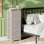 Somdot Tall Dresser for Bedroom with 5 Drawers, Storage Organizer Chest of Drawers with Removable Fabric Bins for Closet Beds