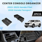 2PCS Center Console Organizer Compatible with 2023 2024 2025 2026 Honda Pilot/ 2026 Honda Passport Armrest Tray Insert Divider Slot Box Secondary ABS Plastic Material Interior Accessories