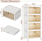 CTSNSLH 4 Tier Plastic Storage Bins with Lid - 27.5Qt Stackable with Lids for Bedroom, Living Room, Office - Foldable Contain