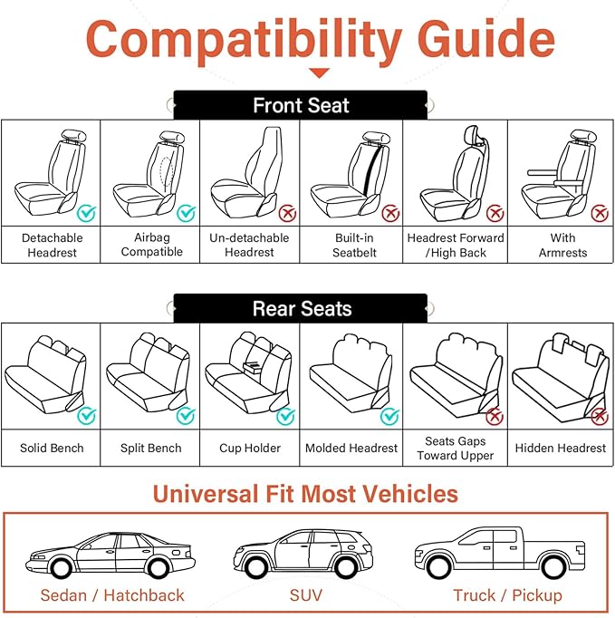 Coverado Front Seat Covers, 2 Pieces Universal Seat Cover for Cars, Breathable Nappa Leather Waterproof Car Seat Cover, Car S