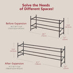 Tajsoon 2 Tier Expandable Shoe Rack for Closet, 28“-41“Adjustable & Stackable Shoe Shelf Storage, Metal Shoe Rack Organizer f