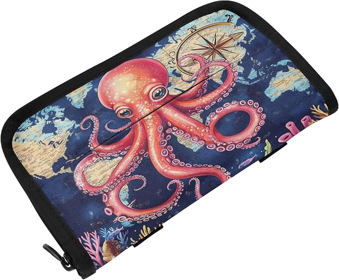 Car Tissue Holder Car Visor Organizer Tissue Box Holder for Car Sun Visor Organizer with Car Vehicle Accessories Essentials Interior for Women Men Blue Octopus Map Compass Coral