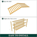 Smiry Bamboo Shoe Rack for Closet, 3 Tier Long Wooden Stackable Shoe Organizer, Free Standing Shoes Storage Shelf for Entrywa